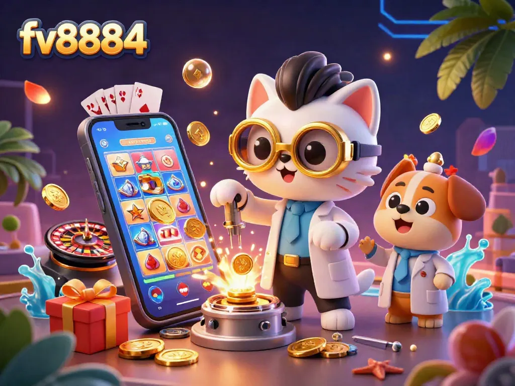 Engage in thrilling slot experiences with fv8884 as golden coins and colorful reels explode from the smartphone.