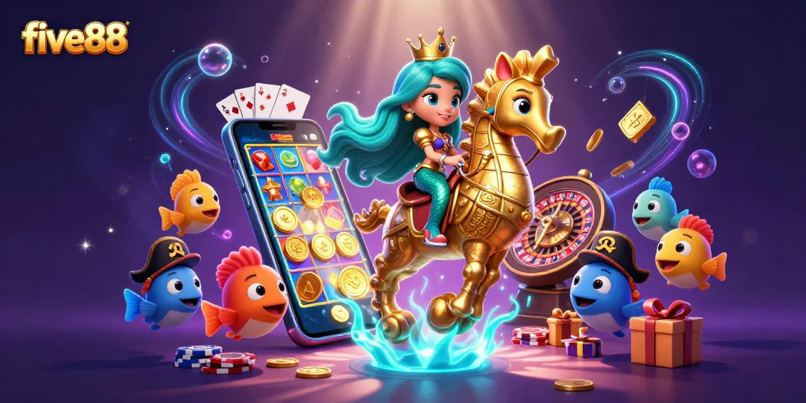 Experience thrilling gameplay with five88's vibrant slots and enchanting underwater characters.