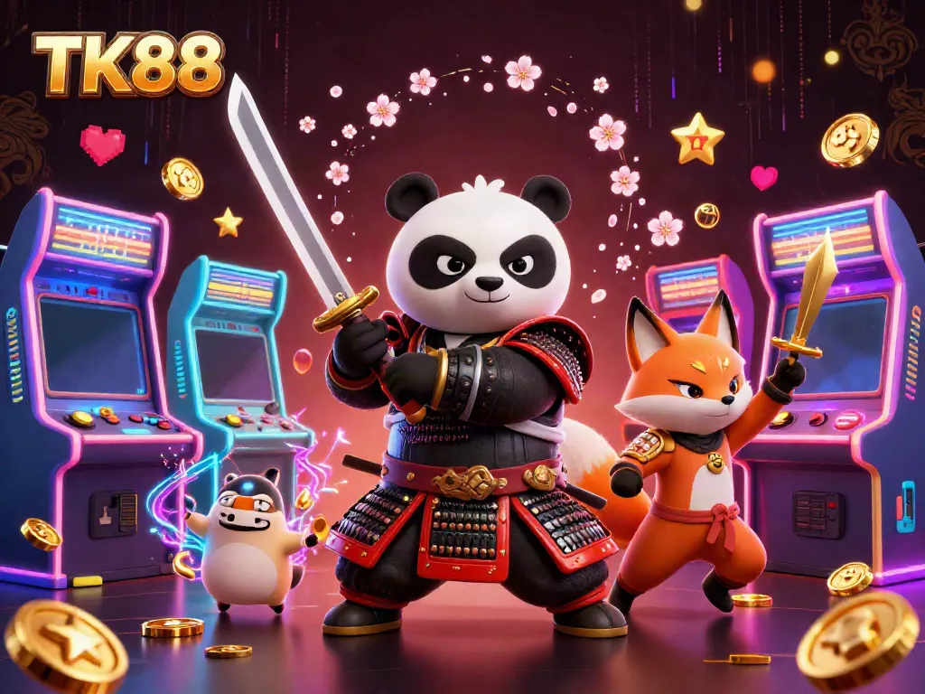 Engage with TK88's vibrant online casino world filled with dynamic gaming elements and characters.