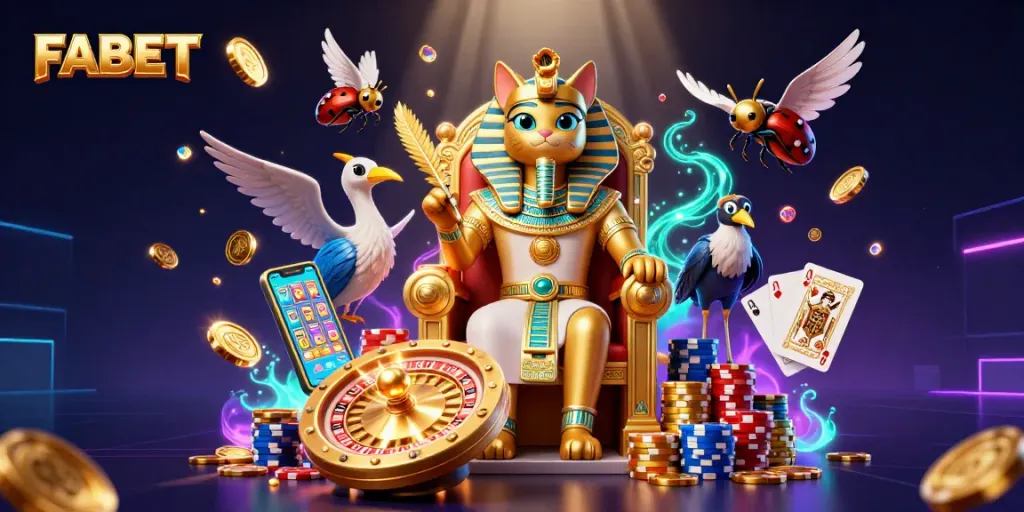 Experience FABET's vibrant casino world with dynamic gaming elements and captivating characters.