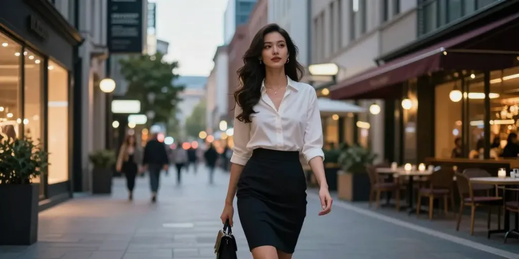 Stunning escort in stylish urban setting representsנערות ליווי במרכז and upscale nightlife.