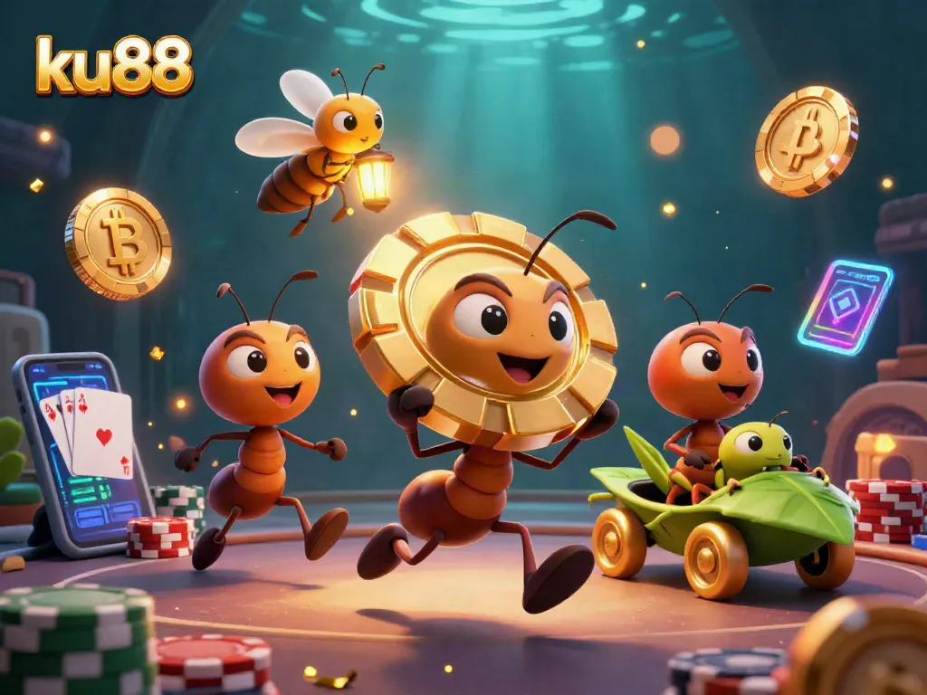 Experience the excitement of ku88 as cartoon ants engage in a thrilling poker heist.