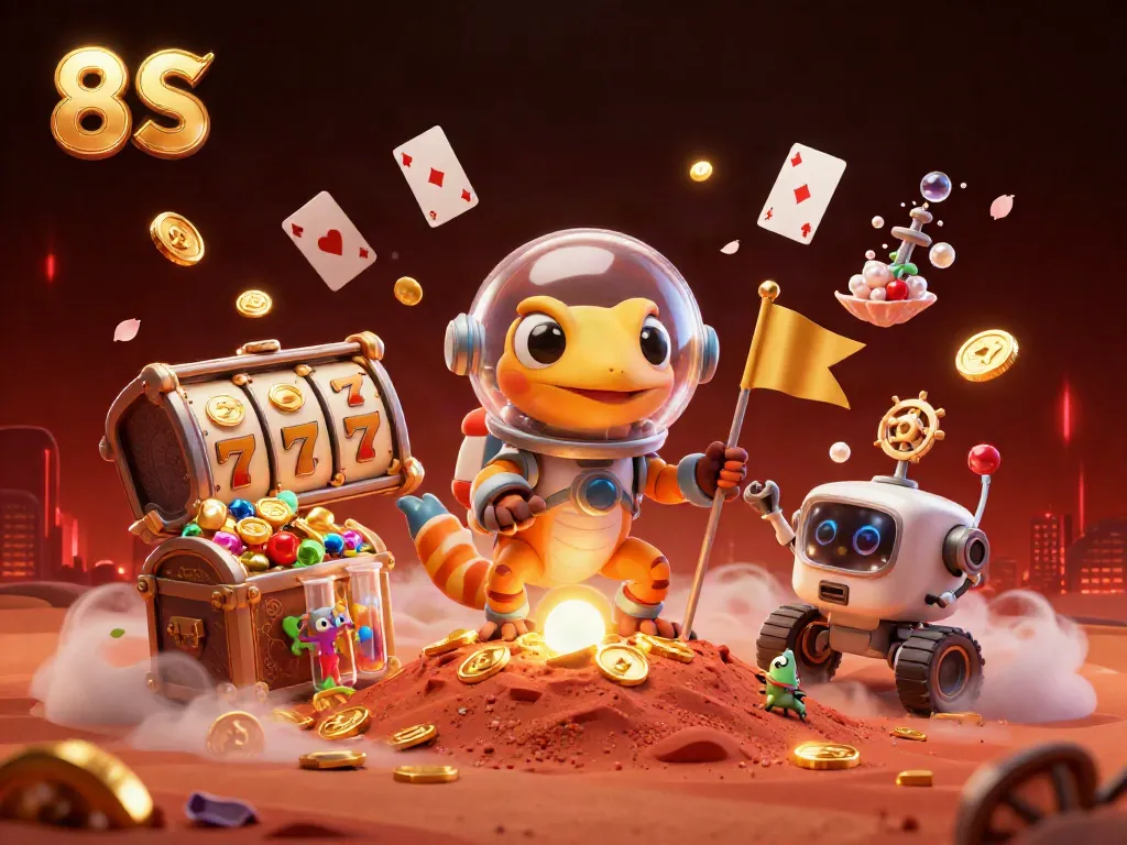 Engage with the thrilling world of 8 S casino adventures featuring Martian characters and vibrant gambling elements.