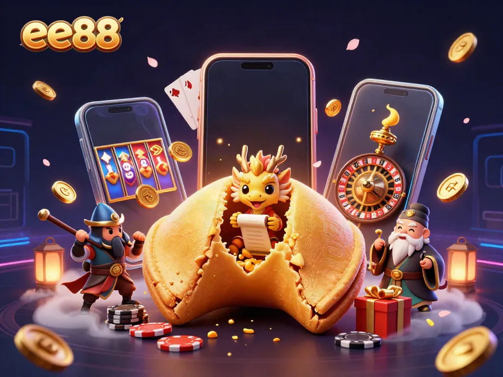Win big with ee88 in this vibrant 3D casino scene featuring epic gaming elements!
