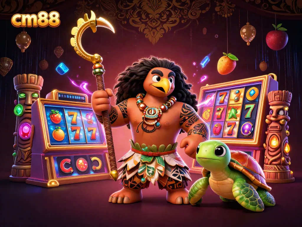 Experience thrill at cm88 with a Polynesian demigod and vibrant slot games.