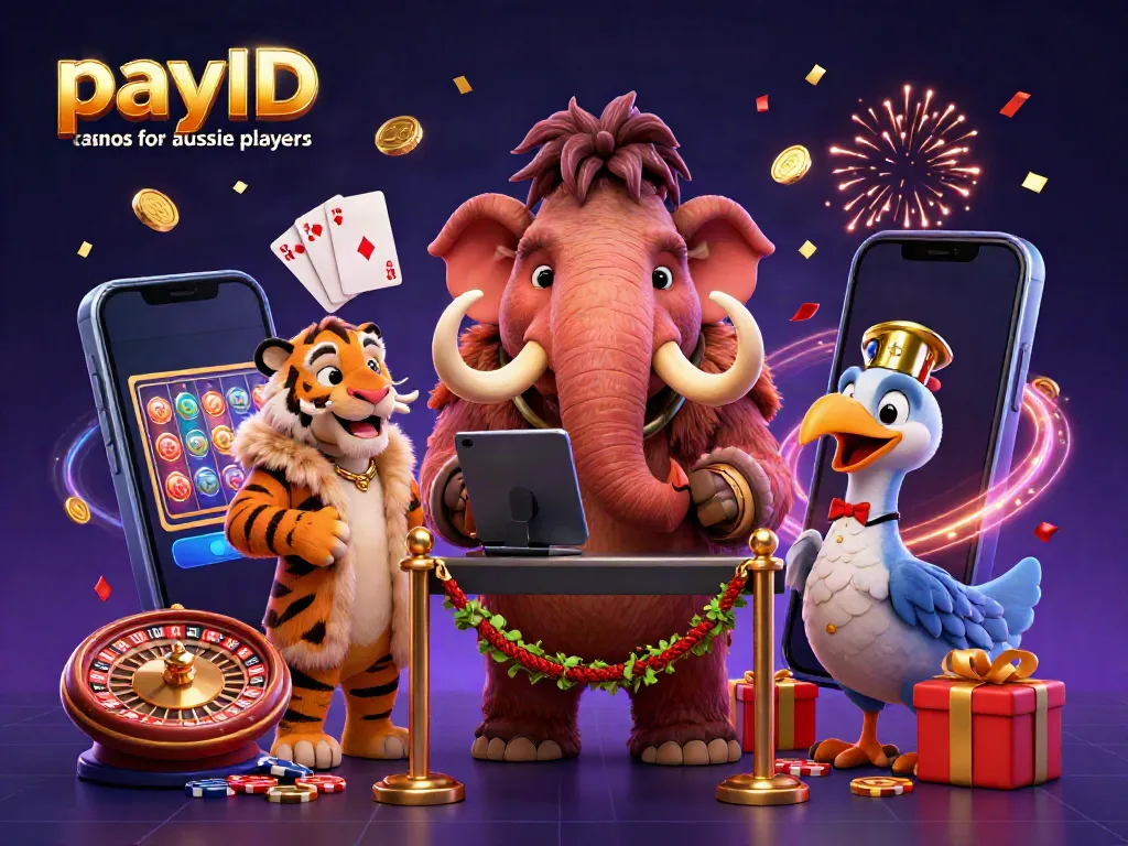 Experience the thrill of payID casinos for aussie players with a vibrant casino scene featuring iconic characters.