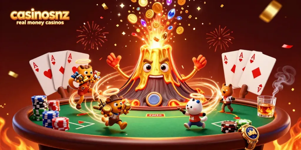 Experience the thrill of casinosnz real money casinos with a vibrant 3D scene of jackpots and poker excitement.