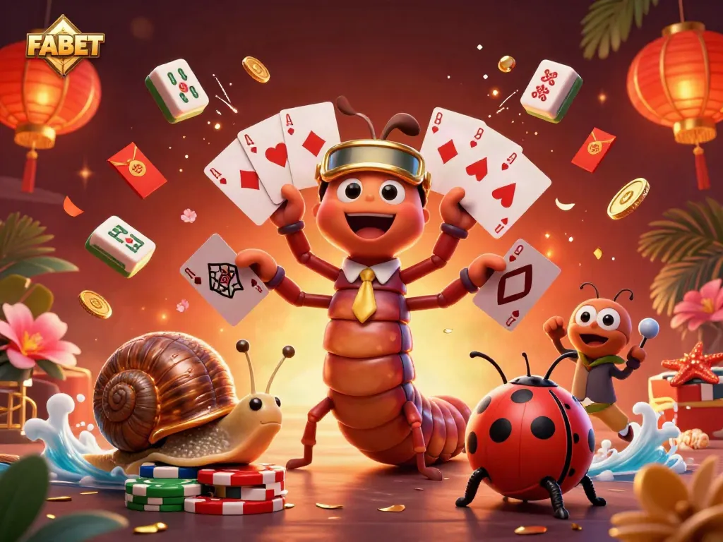 Experience exhilarating betting action with FABET's vibrant casino characters and intricate game elements.