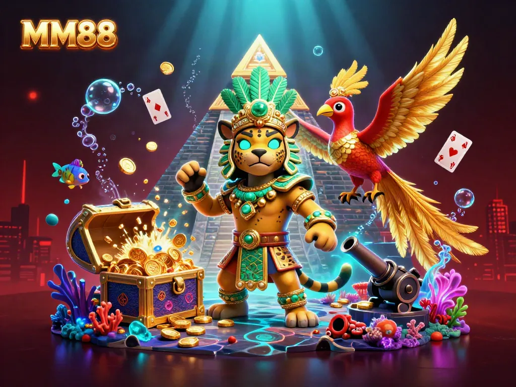 Engage with MM88's immersive gaming world featuring vibrant underwater treasure and captivating creatures.